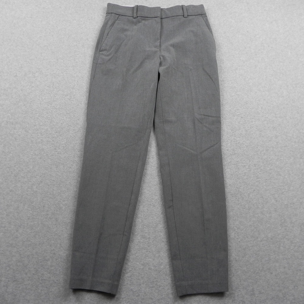 H&M Pants Womens 4 Straight Dress Slacks Gray Solid Stretch Ankle Trousers